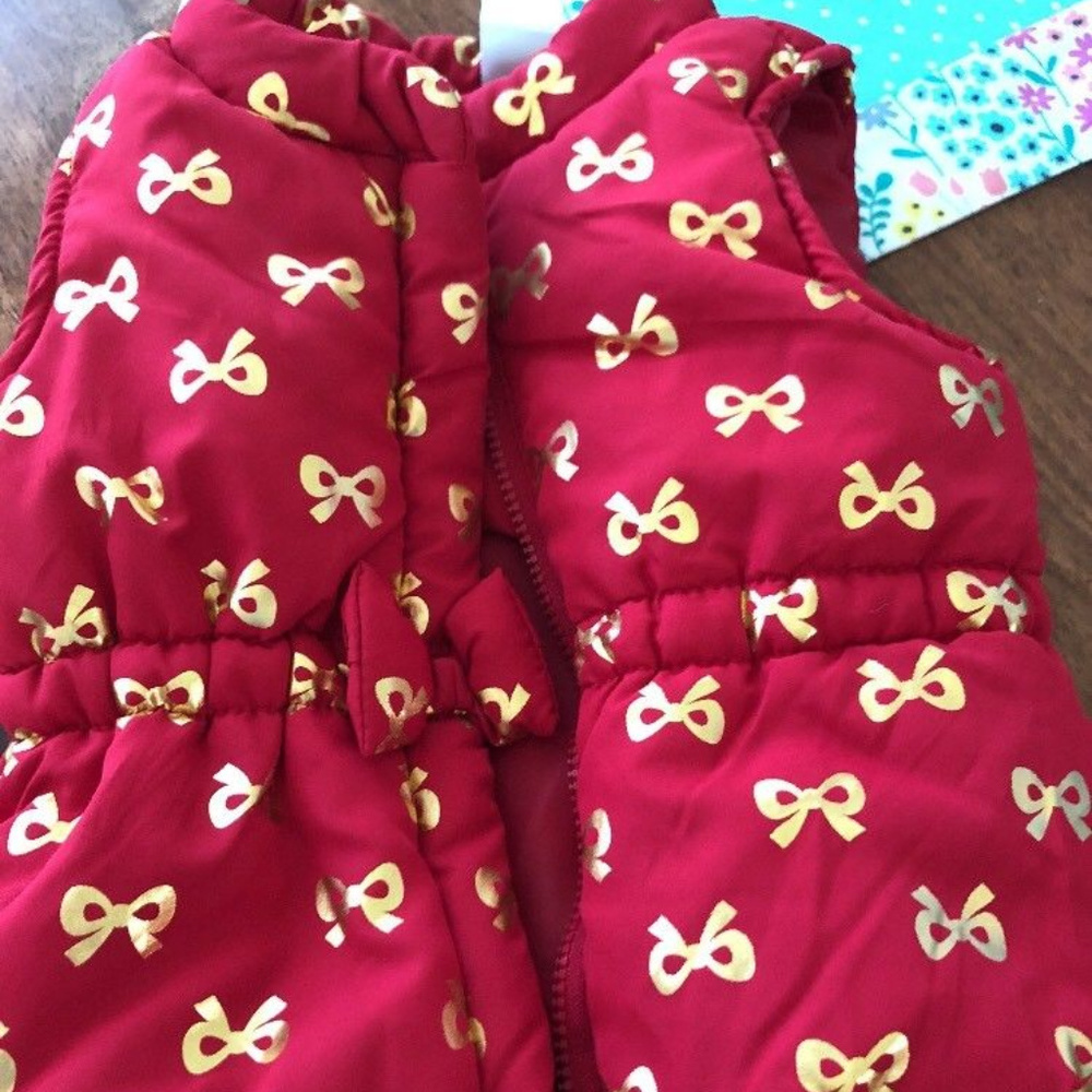 Healthtex Baby Puffer Vest Red And Gold Polka Dot